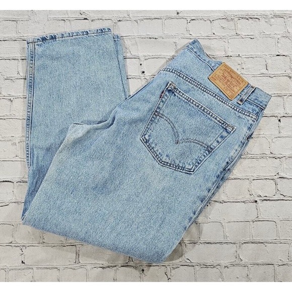 Vintage 90s Levis 550 Jeans Light Blue Relaxed Fit Made in USA MENS SIZE 42X30 - Picture 8 of 11